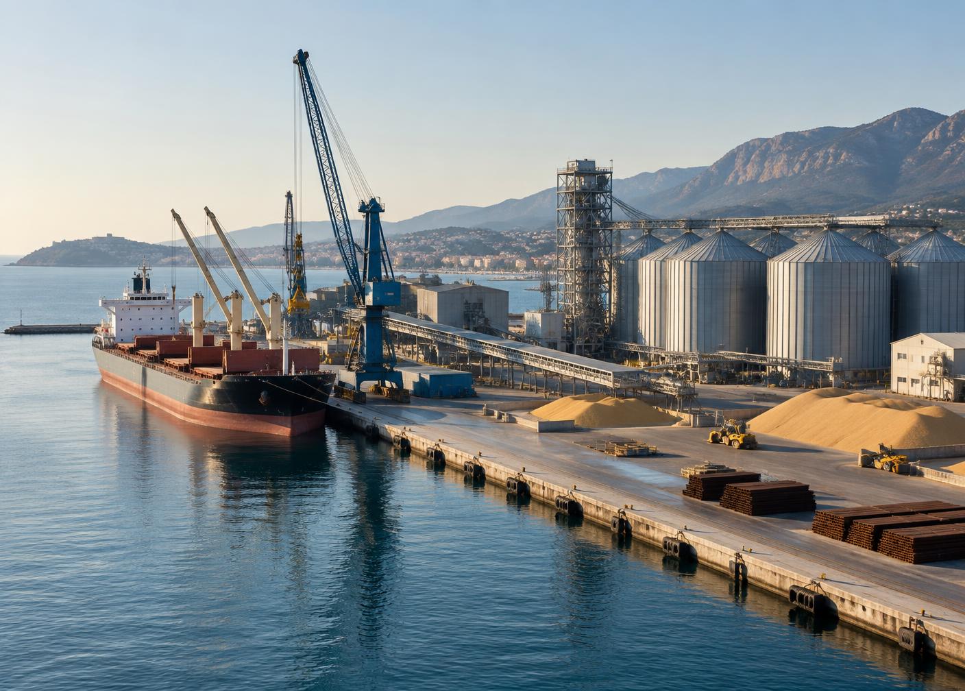 Commercial port serving international commodity trade